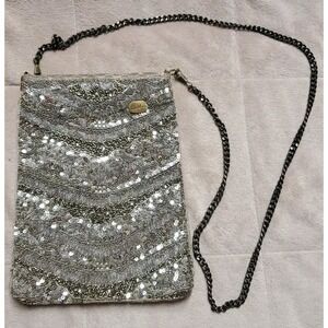 Christina shoulder bag Small Beaded Embellished Gold Bronze Chain Strap Vtg